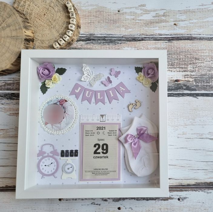 Metryczka w ramce 3d dla dziecka