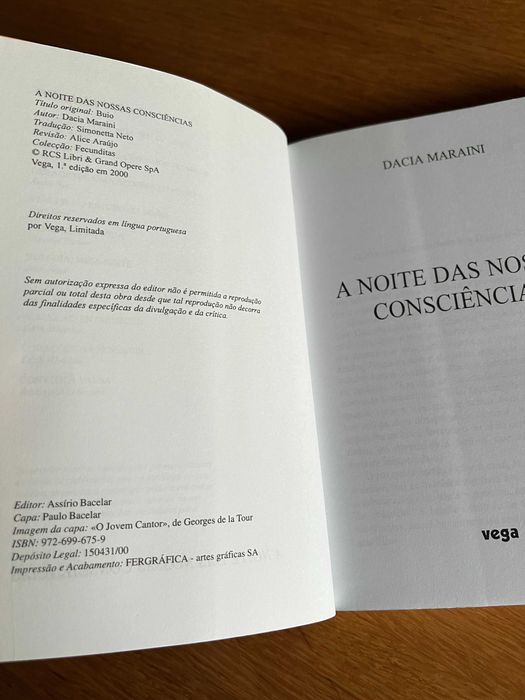 A Noite das Nossas Consciências    DACIA MARAINI