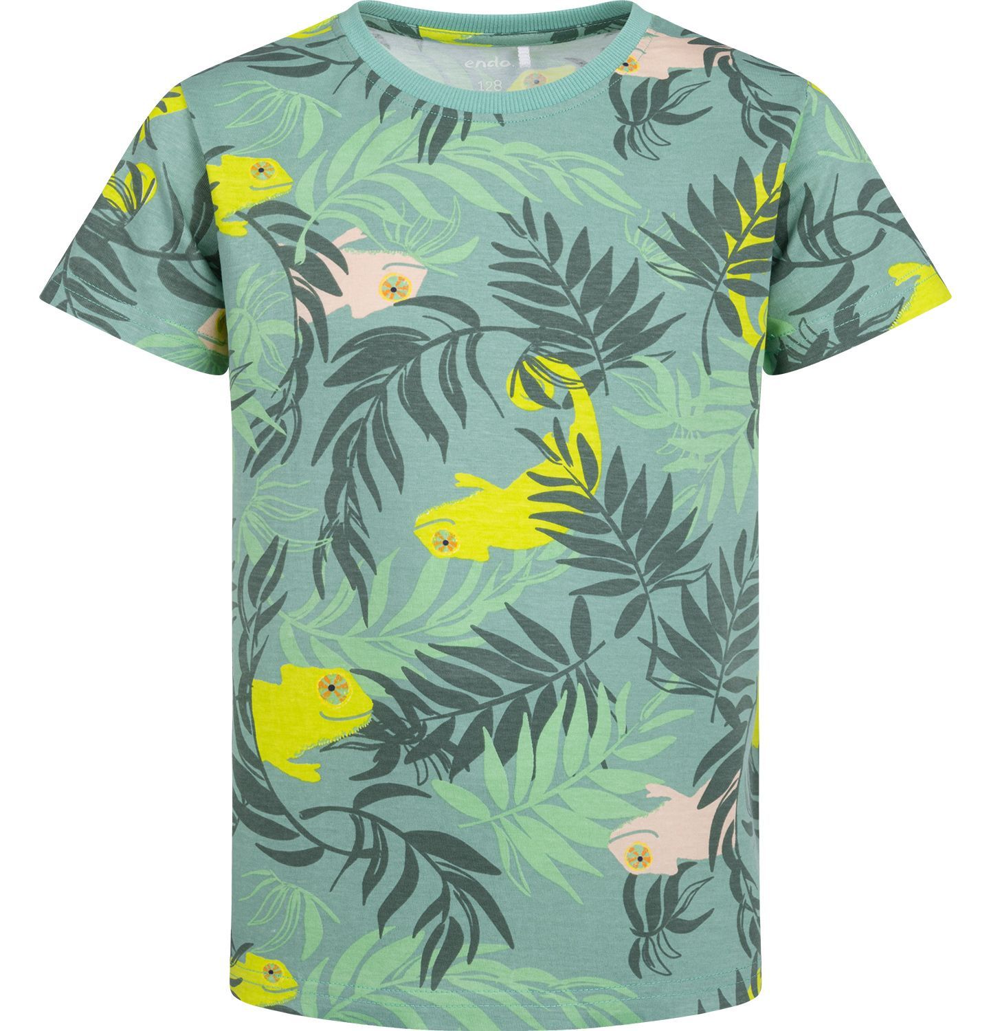 T-shirt  chłopięcy Bawełna zielony 128 Dżungla kameleon  Endo