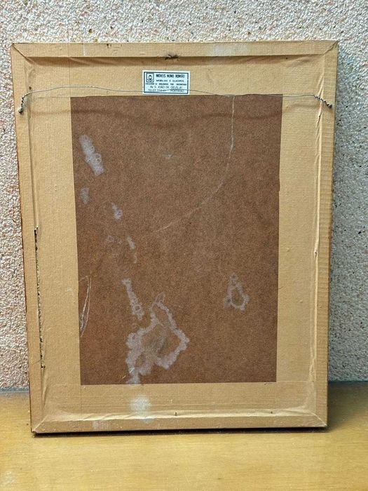 Quadro Vintage "Os Três Porquinhos" com Moldura de Madeira