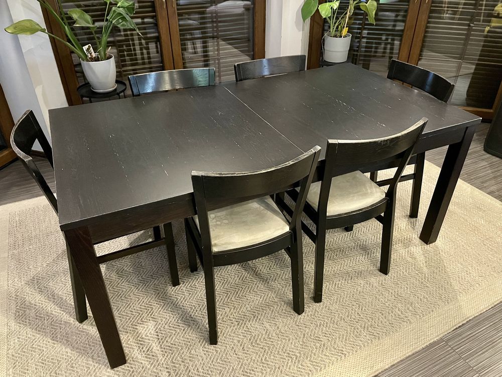 Stół rozkładany + 6 krzeseł IKEA