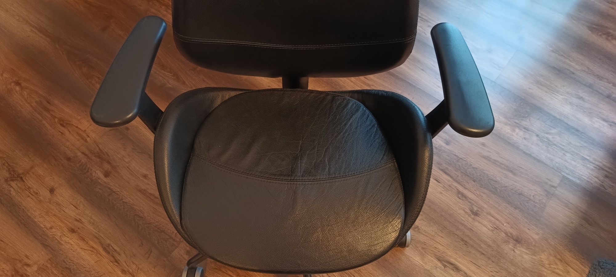 Krzesło obrotowe biurowe skóra naturalna Ikea Hattefjall