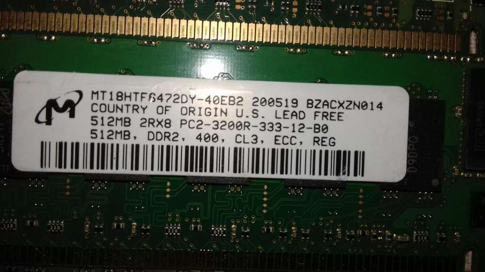 Várias memórias para servidor ddr2 de 512Mb/1Gb
