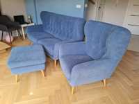 Zestaw wypoczynkowy kelso w pięknym niebieskim kolorze sofa podnóżek i