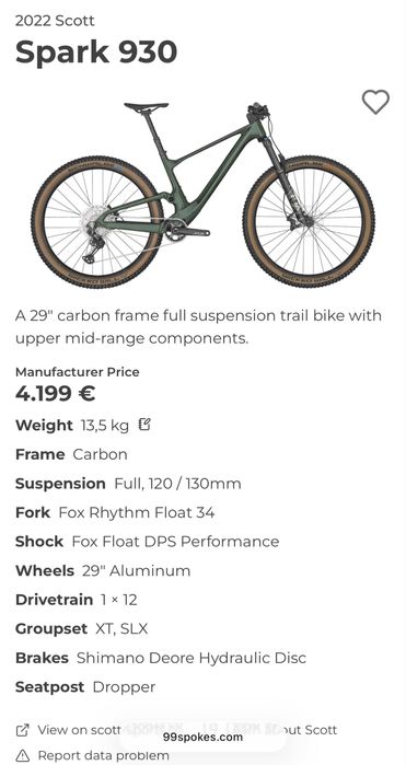 Карбоновий велосипед 2024 Scott Spark 930 Carbon Fox розмір Л