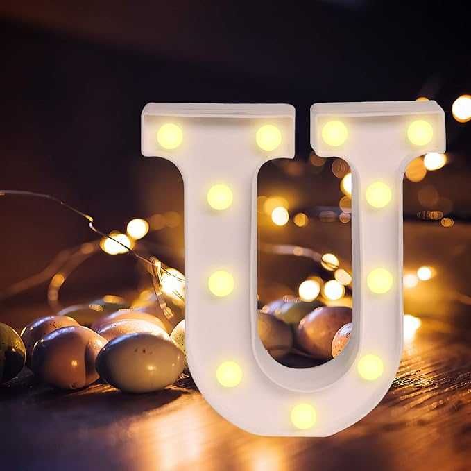 Świecąca Litera LED U Lampka Dekoracja 22,5 cm