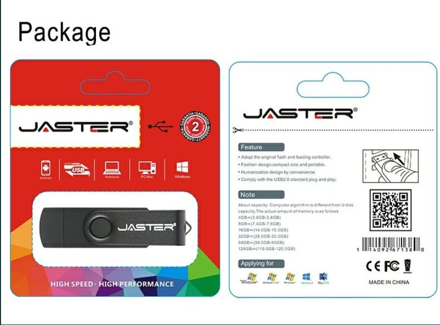 Флешка Usb-flash OTG micro-usb 32 гб Jaster черная