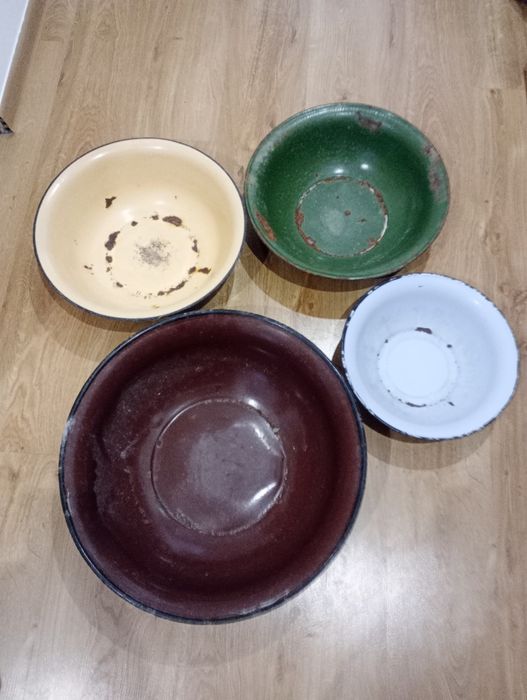 4x miska emaliowana PRL vintage retro