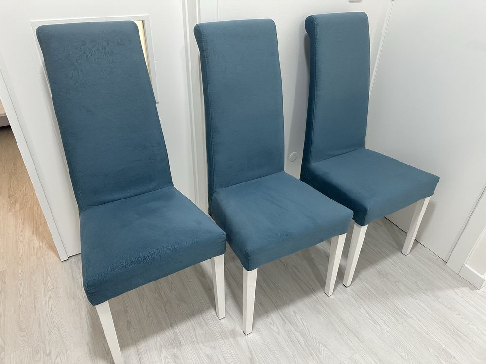 6 cadeiras tecido azul