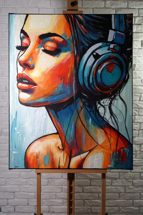 Obraz olejny 80x100 duży nowoczesny na płótnie do salonu R Stach