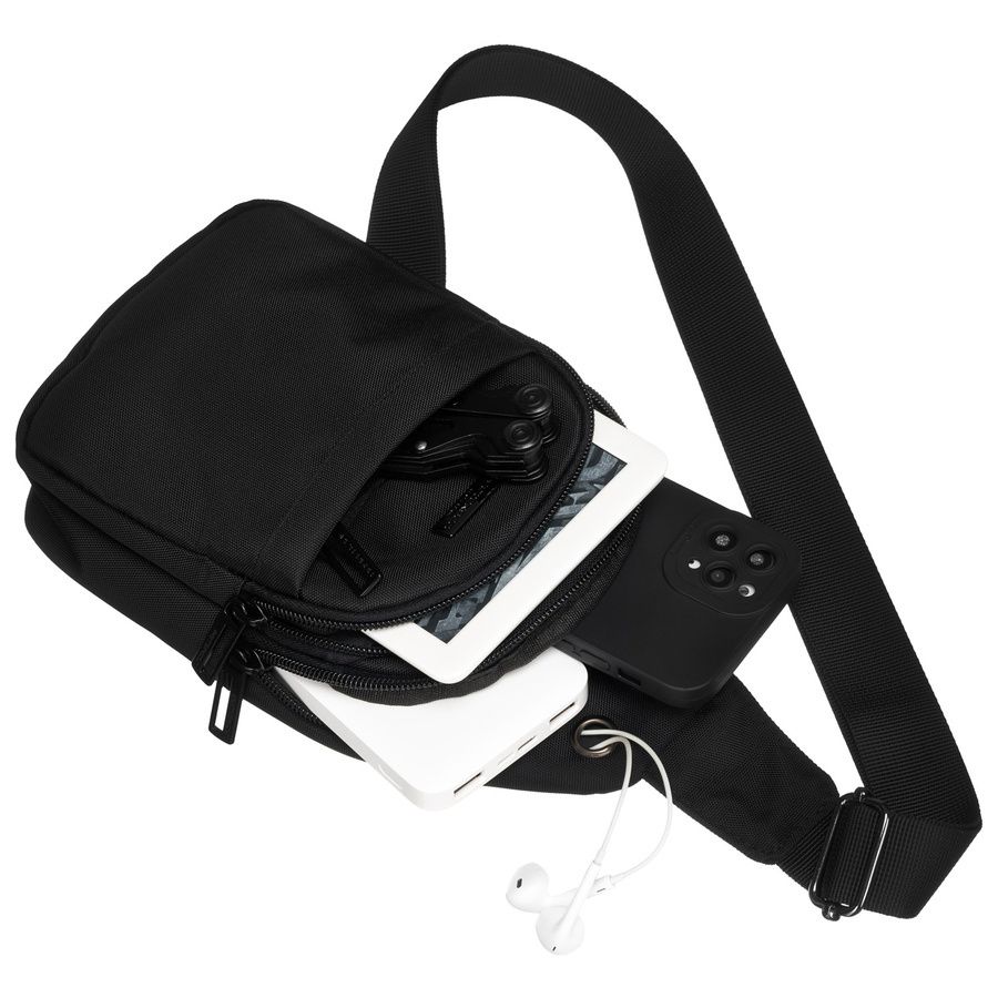 mała torba na ramię sling bag męska w czarnym kolorze - peterson