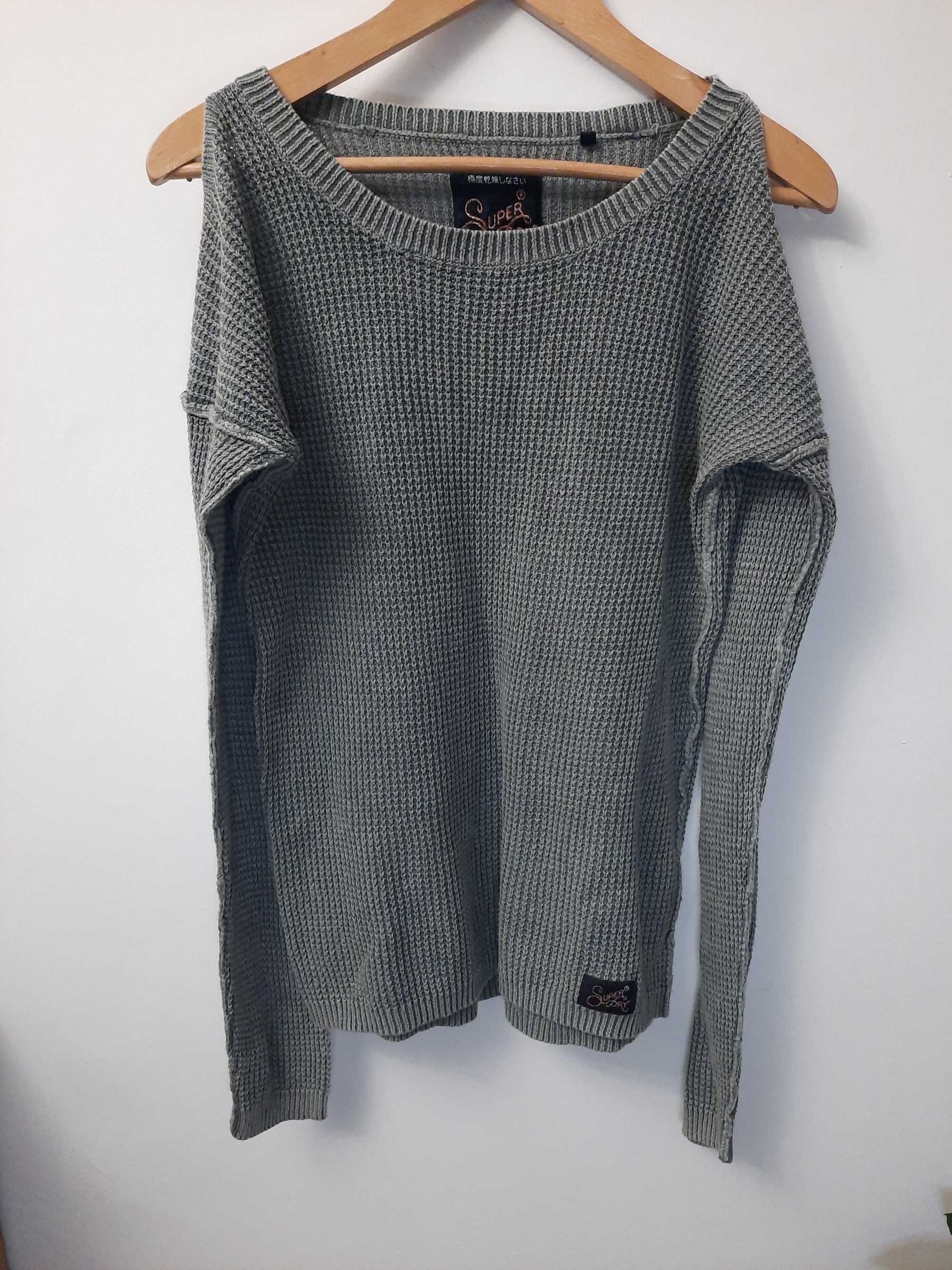 Bluzka sweter bawełniany top bez ramion Superdry The Festival M 38
