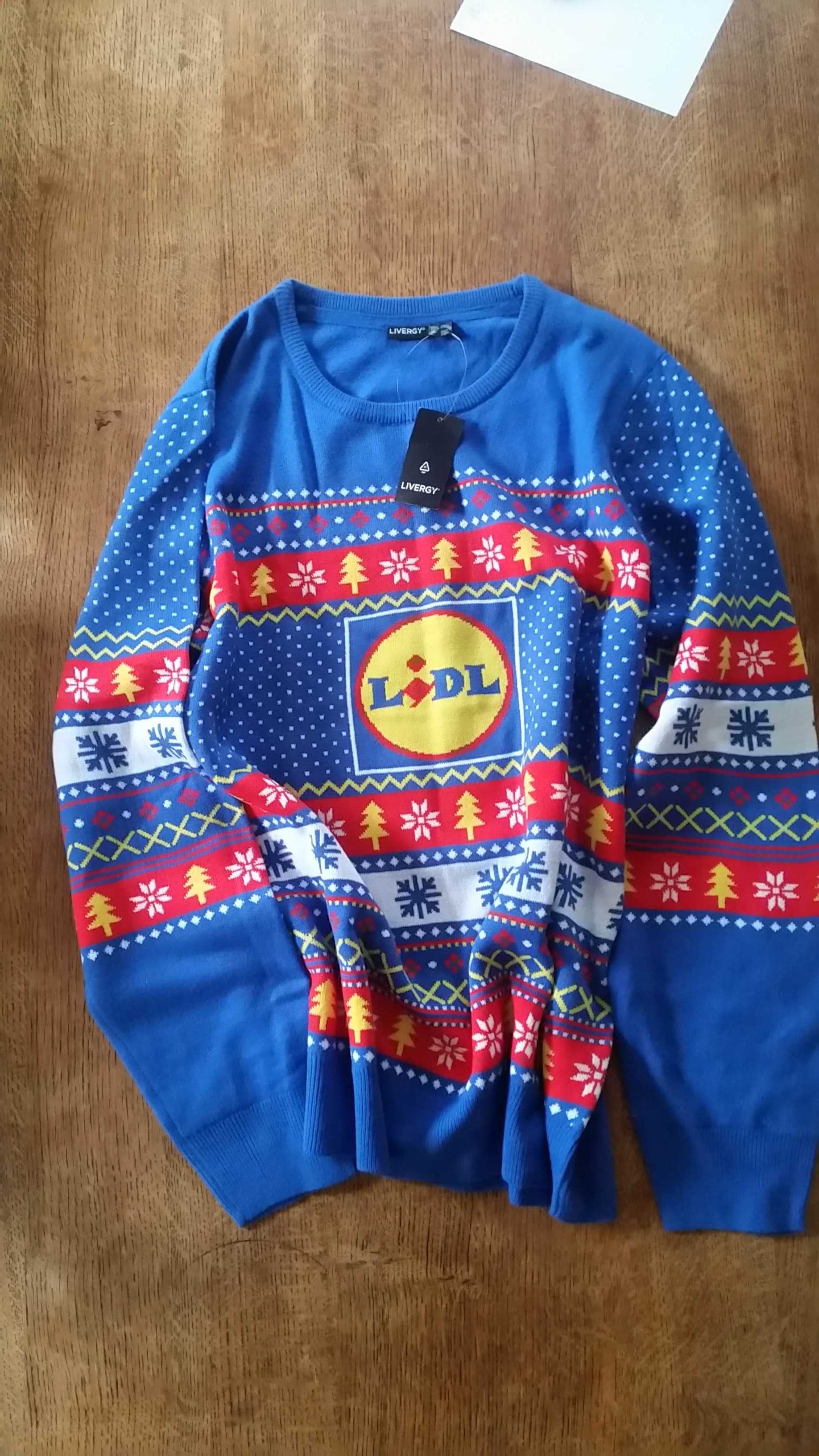 Lidl sweter świąteczny xl idealny na zakupy w Biedronce