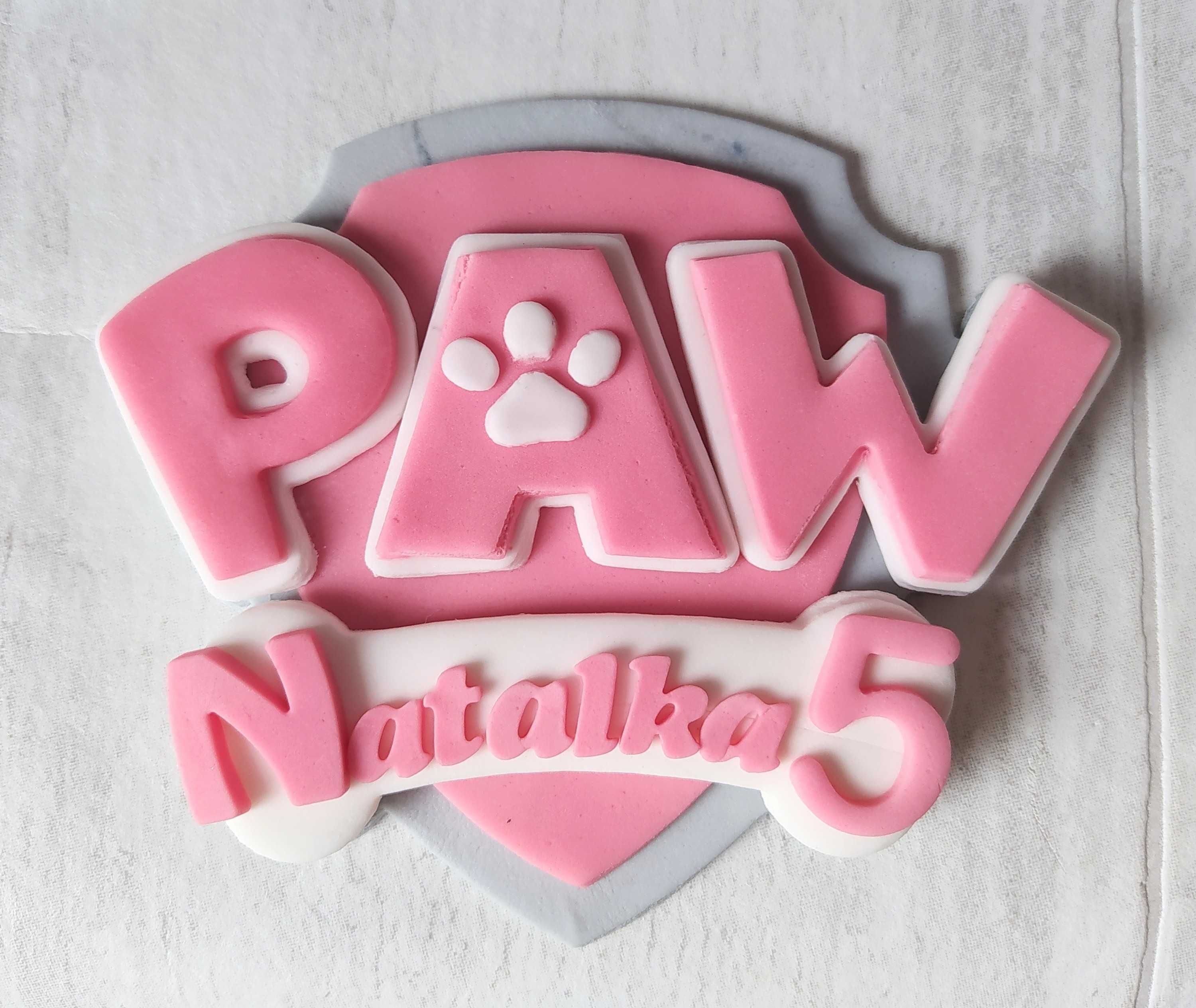 Psi Patrol Skye + logo z imieniem + łapki Zestaw z masy cukrowej