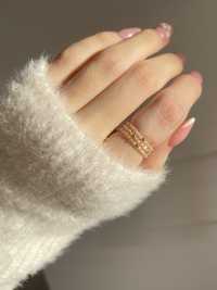 Elastyczny pierścionek z koralików handmade cyrkonie