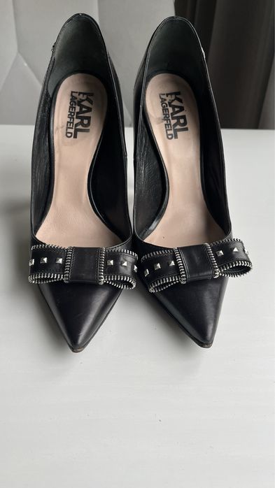 Karl Lagerfeld szpilki czarne rock pump 38 skóra skórzane