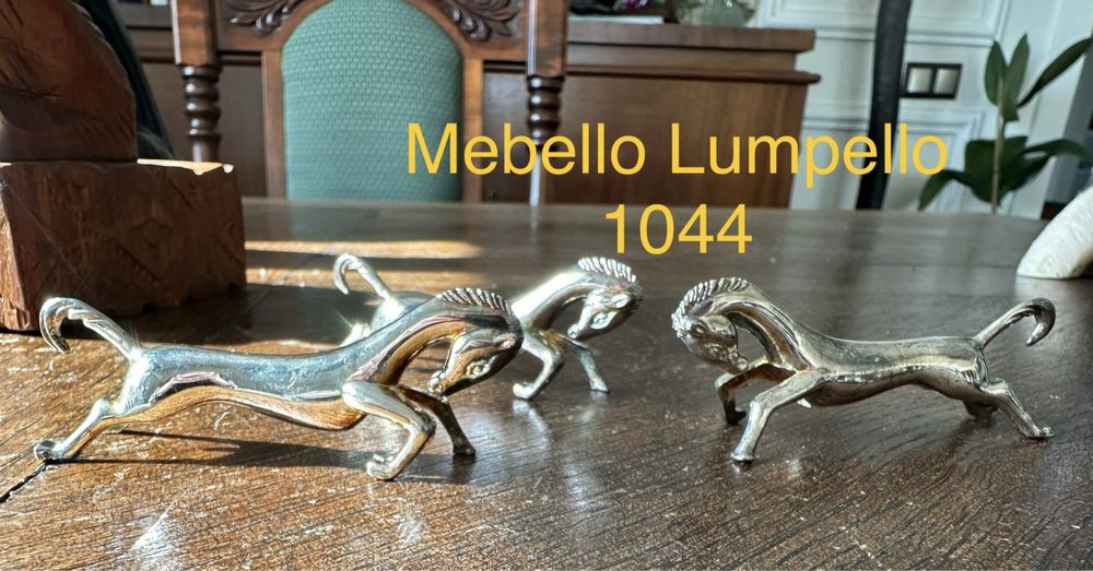 Zestaw Koń mały metalowy 3szt dekoracja konie kolor srebrny 1044