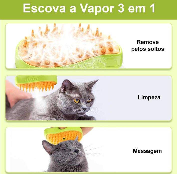 NOVO - Escova a Vapor para Animais