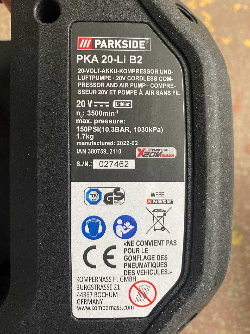 Акумуляторний компресор PARKSIDE PKA 20-Li B2