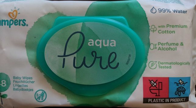 Детские гипоаллергенные влажные салфетки Pampers Aqua Pure 48 штук.