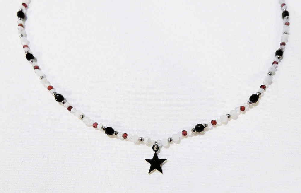 Naszyjnik z koralików naturalnych Agat Granat OlczykJewellery