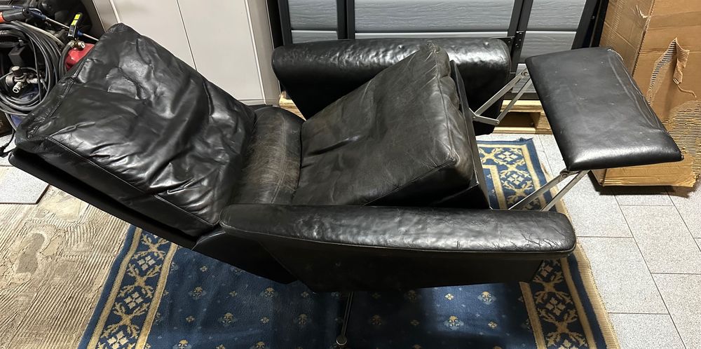 Cadeirão reclinável em pele 1960-70s alemanha