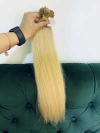 Натуральне волосся для нарощування 50 см блонд
