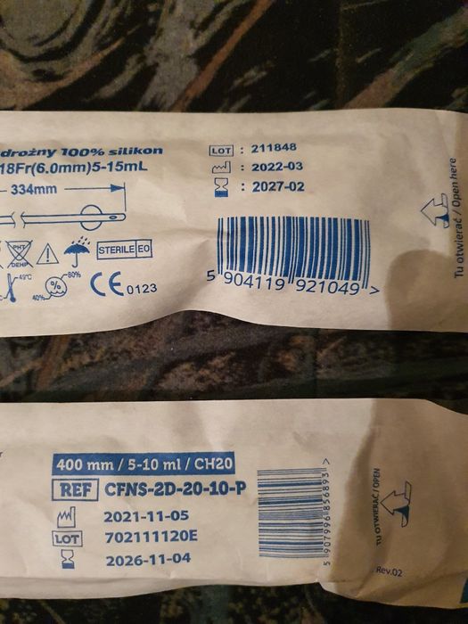 Cewniki Foley , rozmiar 20 - nowy