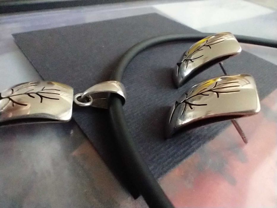 Komplet wisior kolczyki srebro 925 rękodzieło artystyczne