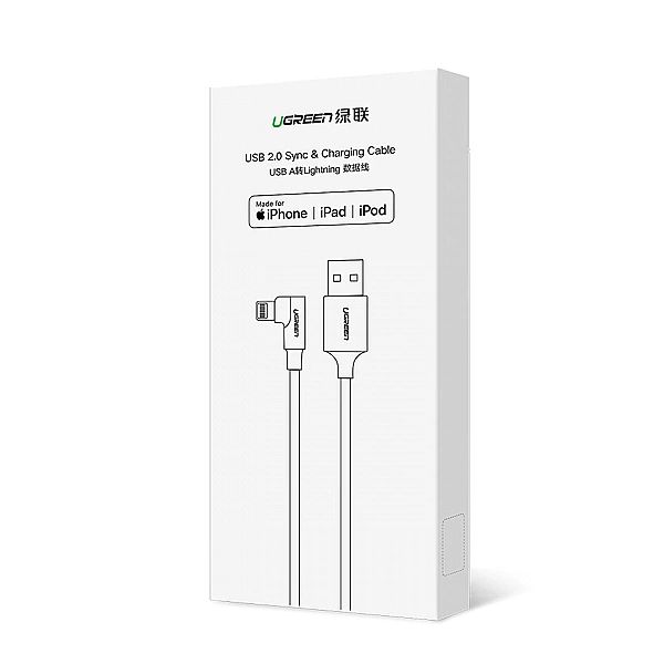 Kabel Ugreen US299, 60555 kątowy Lightning / USB-A MFi 2.4A 1m - czerw