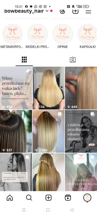 Przedłużenie włosów metodą keratynową.