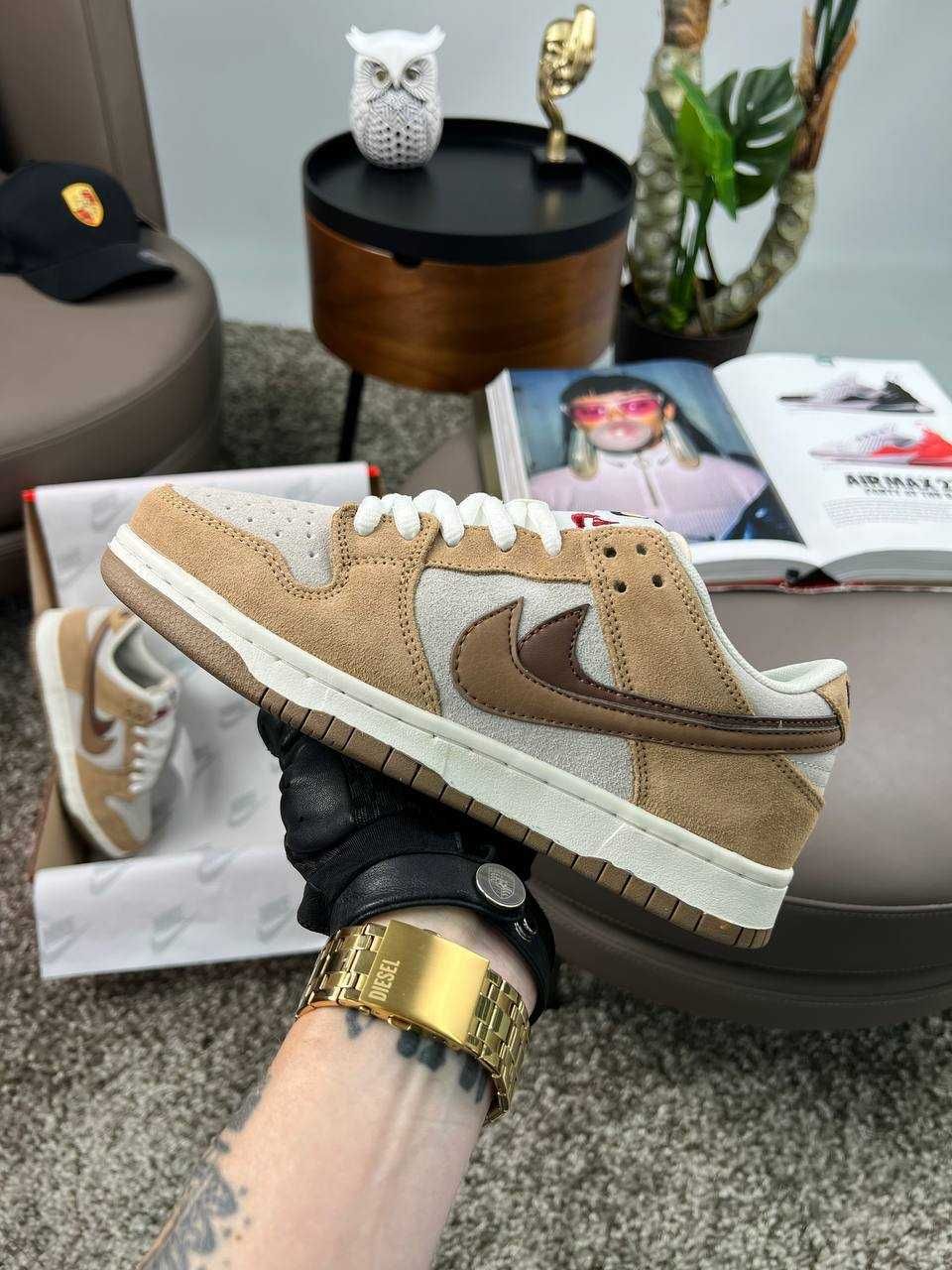 Жіночі кросівки найк данк Nike SB Dunk 85 Double Swosh Brown Grey