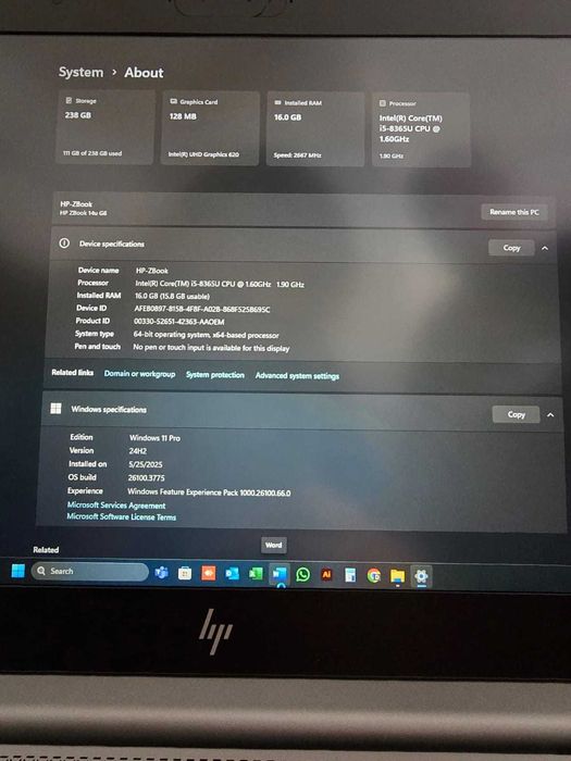 Portátil HP ZBook 14u G6 Intel i5 em estado irrepreensível
