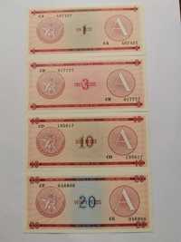 Banknoty - CUBA - 1, 3, 10, 20 Pesos " A " - Zestaw 4 szt.