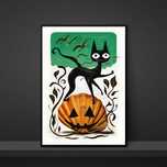 Plakat koci czar halloween - zabawna dekoracja na halloween - 30x40cm