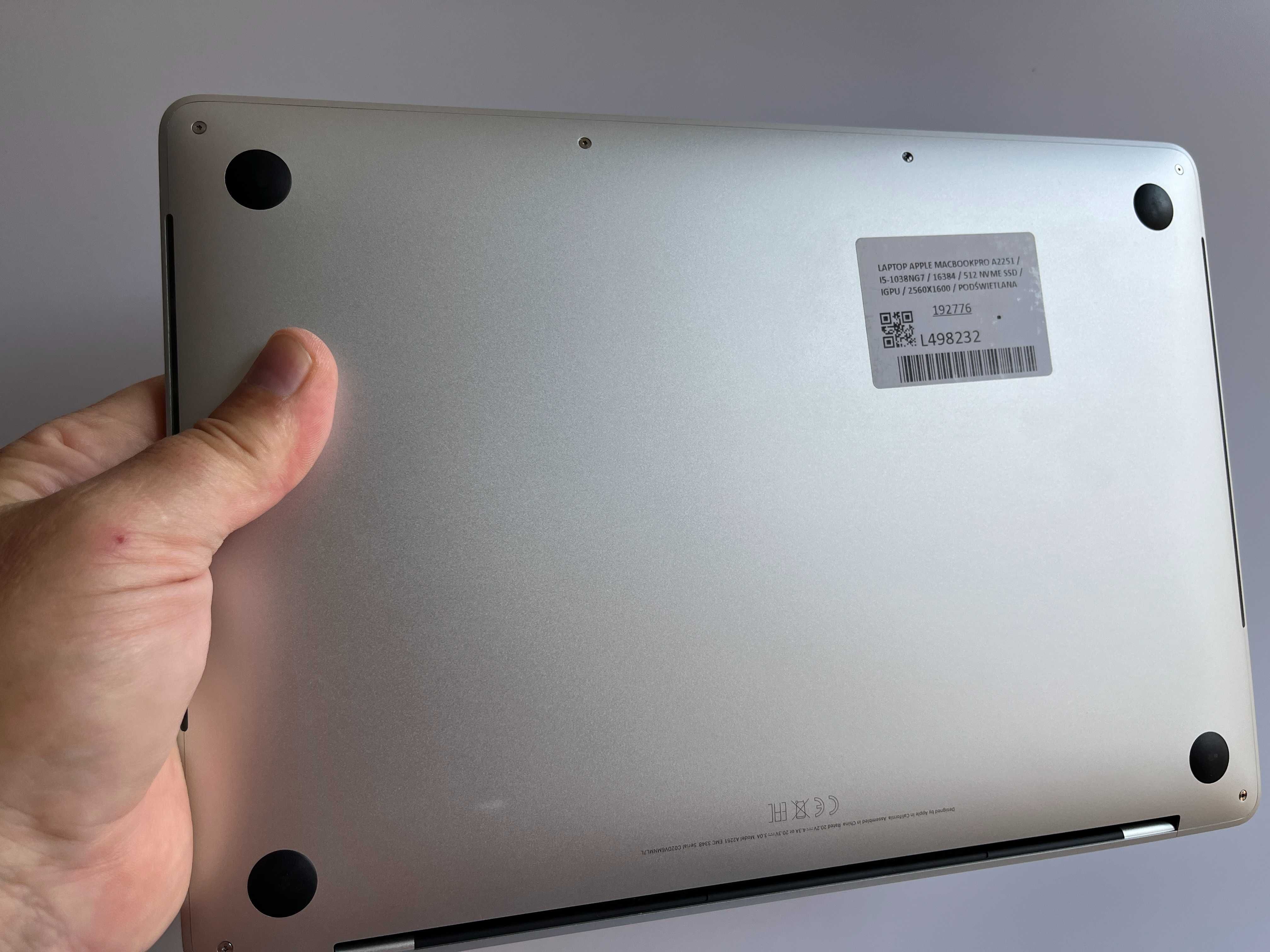 MACBOOK PRO 13" A2251 I5-1038NG7 16GB 512GB SSD NVME  FV23 silve ideał