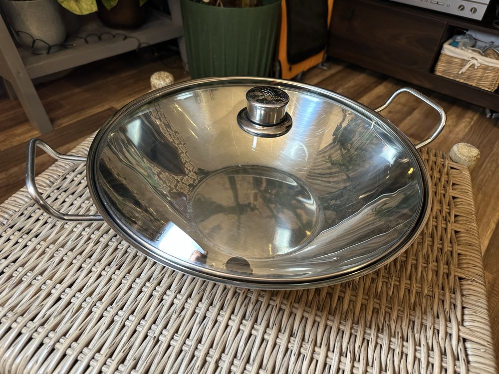 Patelnia profesionalna WMF Wok 36cm z pokrywą 5 L Niemiecki