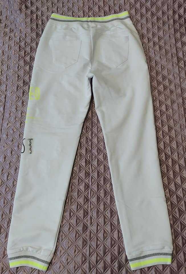 Gil Santucci białe spodnie dresowe S neon