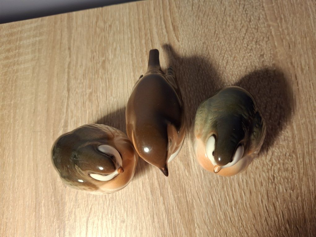 Figurki porcelanowe Łomonosow przepiórka rudzik