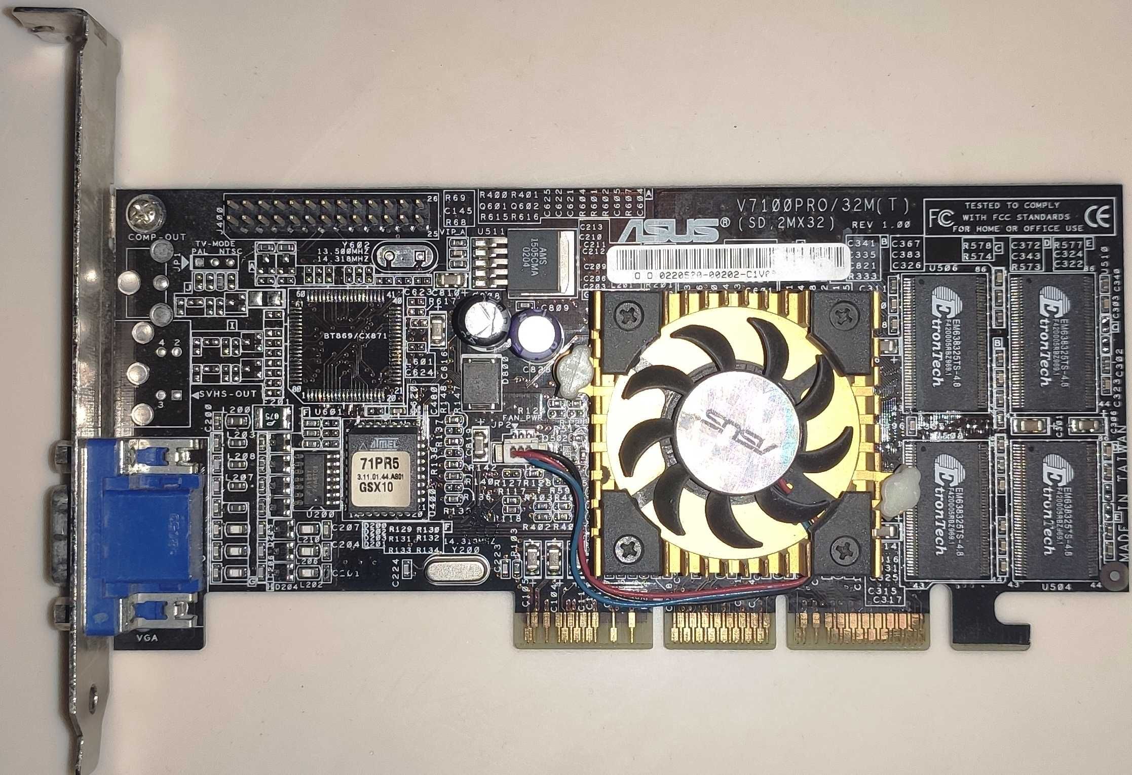 Видеокарта AGP ASUS V7100PRO 32MB 128Bit (GeForce MX 400 "Затычка")