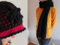 Cachecol e Gorro preto - Conjunto