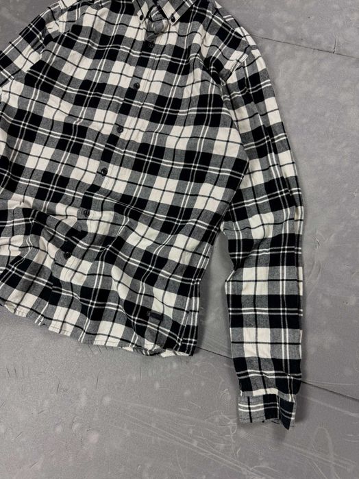 Czarno biała koszula flanelowa w kratkę retro (M/L) retro drwala 90s