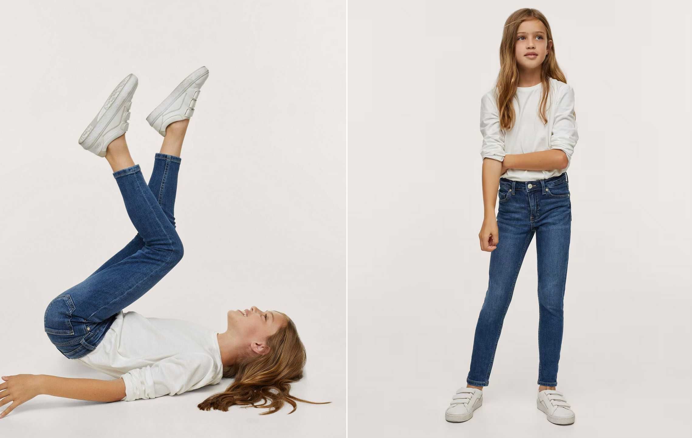 Mango nowe spodnie jeans dżinsy rurki skinny 9 lat 134