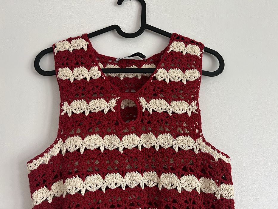 Zara top z dzianiny szydełkowej s/36 nowy z metką bawełna