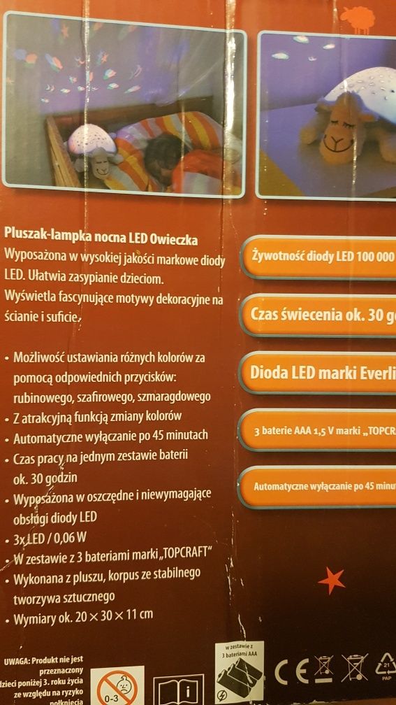 Lampka nocna projektor pluszak LED Owieczka