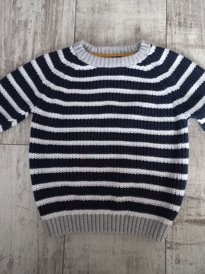 Sweter sweterek dla chłopca w paski 86 92 cm 18 24 miesiące
