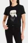 Женская черная хлопковая футболка от Karl Lagerfeld (Карл Лагерфельд).