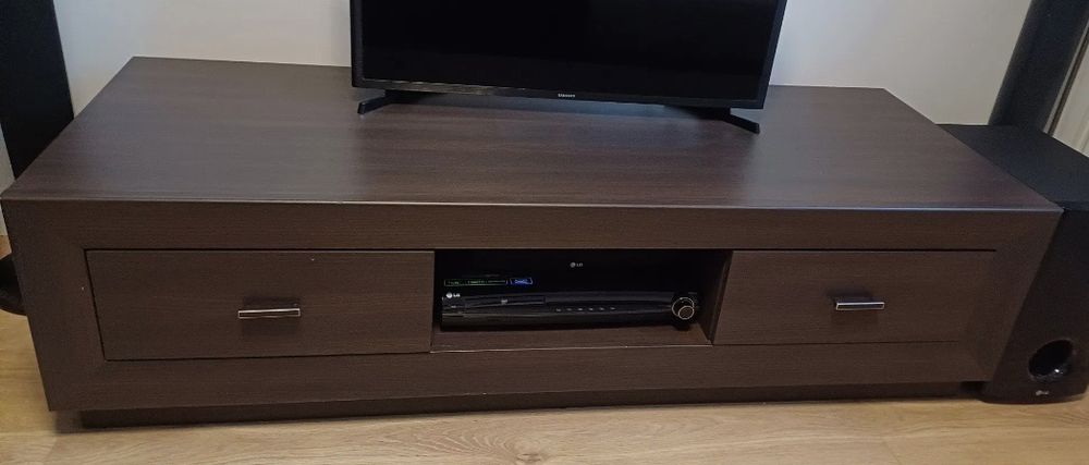 Szafka RTV Black Red White 150 cm wenge brąz szuflady komoda szafa 80