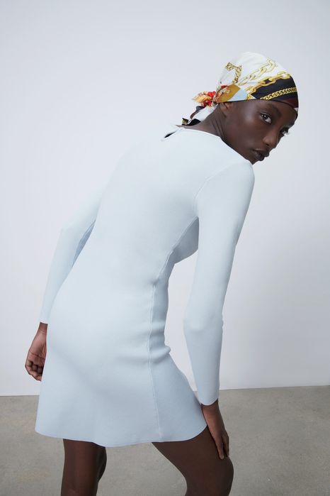 Vestido Zara malha azul cinzento  tamanho L