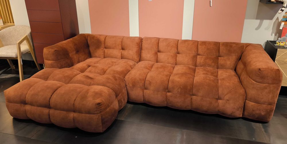 Sofa narożna MICHELE kolor rudy kasztan